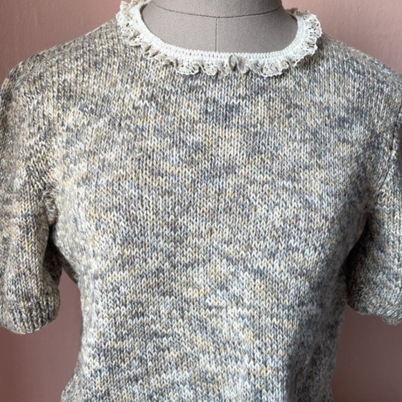 new oatmeal 100% cotton handmade cardigan - Picture 4 of 9